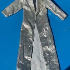Vintage Ken Barbie & the Rockers Metallic Silver Long Trench Coat